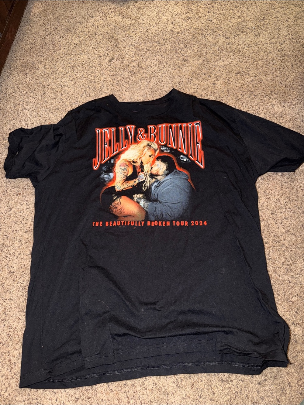 Jelly & Bunnie Black Short Sleeve 'Beautifully Broken Tour 2024' Graphic Tee